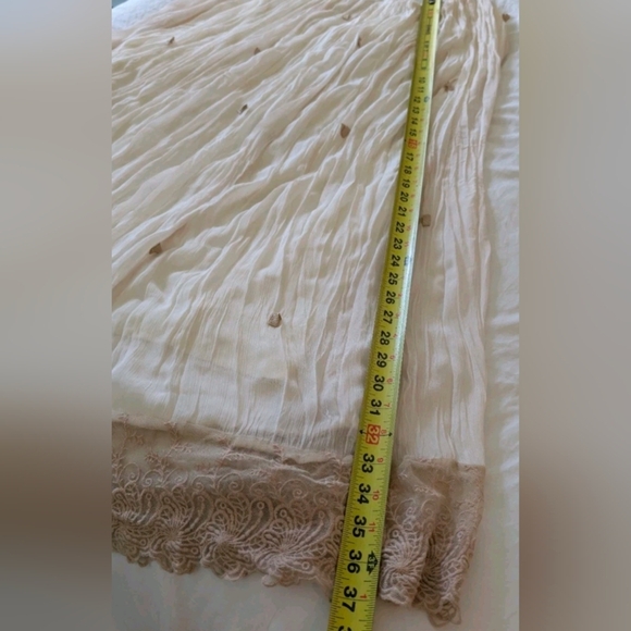 Badgley Mischka Top Skirt Set Cottage Core Bohemian Magnolia Cream Pearl Lace - Picture 5 of 15